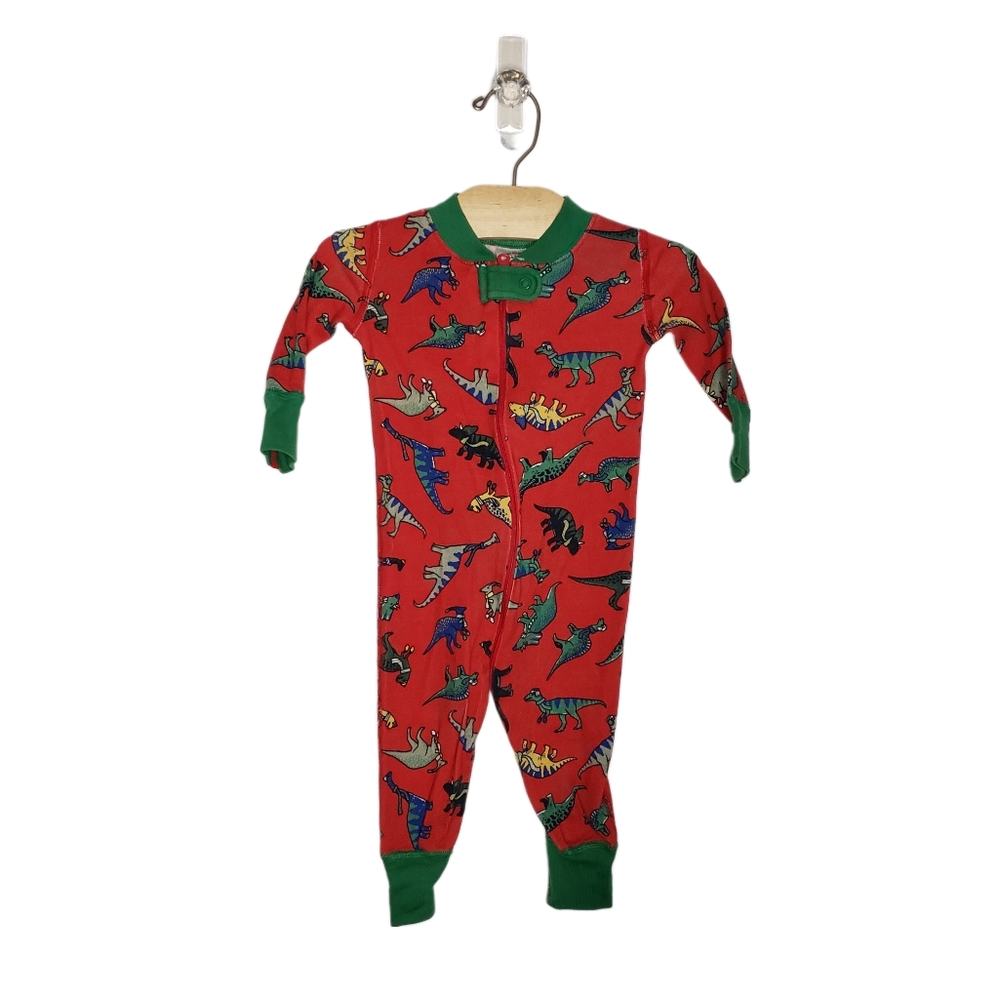 Hanna Andersson 6-9 months Red Dinosaur Print Baby Zip Sleeper in Organic Cotton